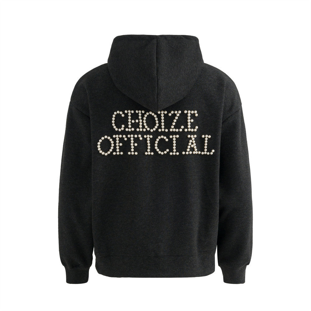 Hoodie met parelmoeren letters unisex