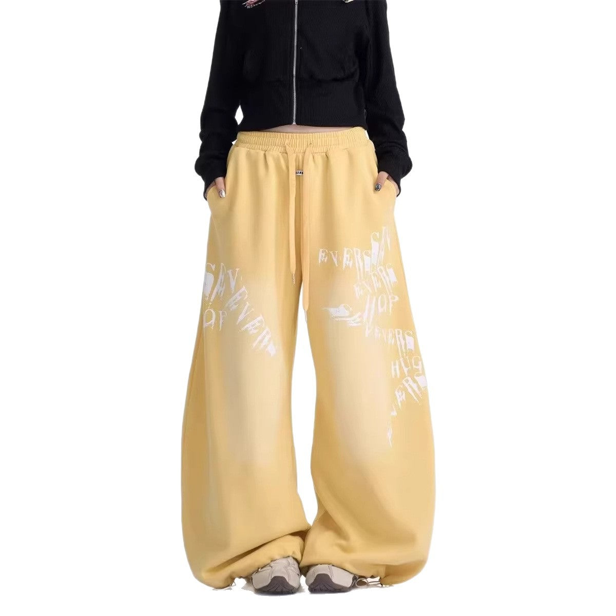Yellow Track Pants Women's Jazz Dance Floor-Length Pants