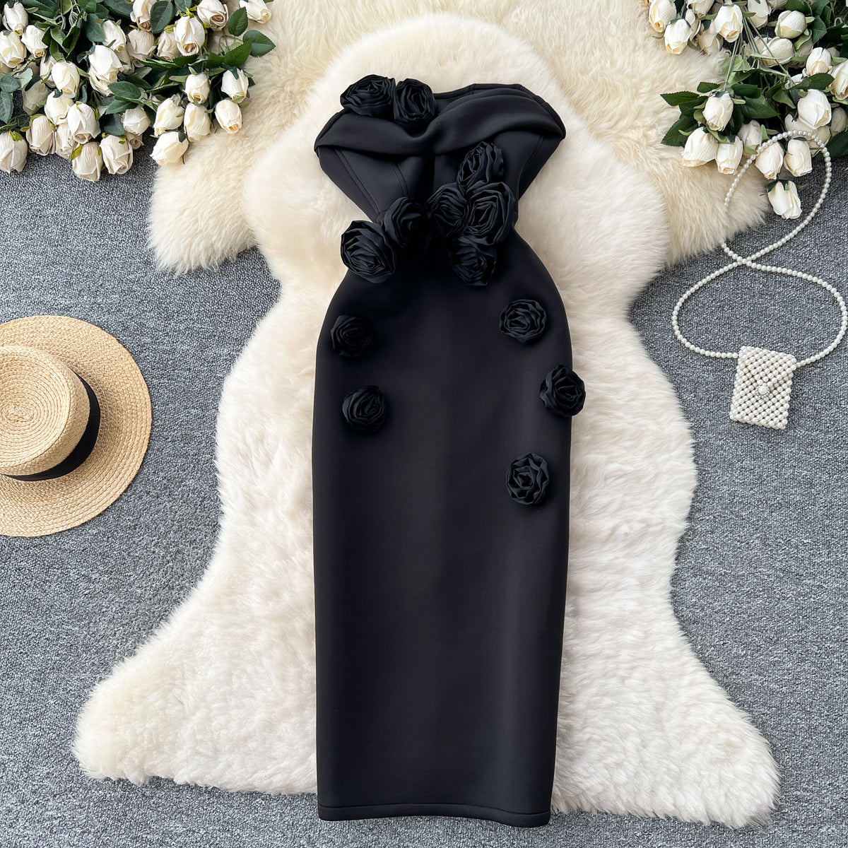 Strapless Floral Dress