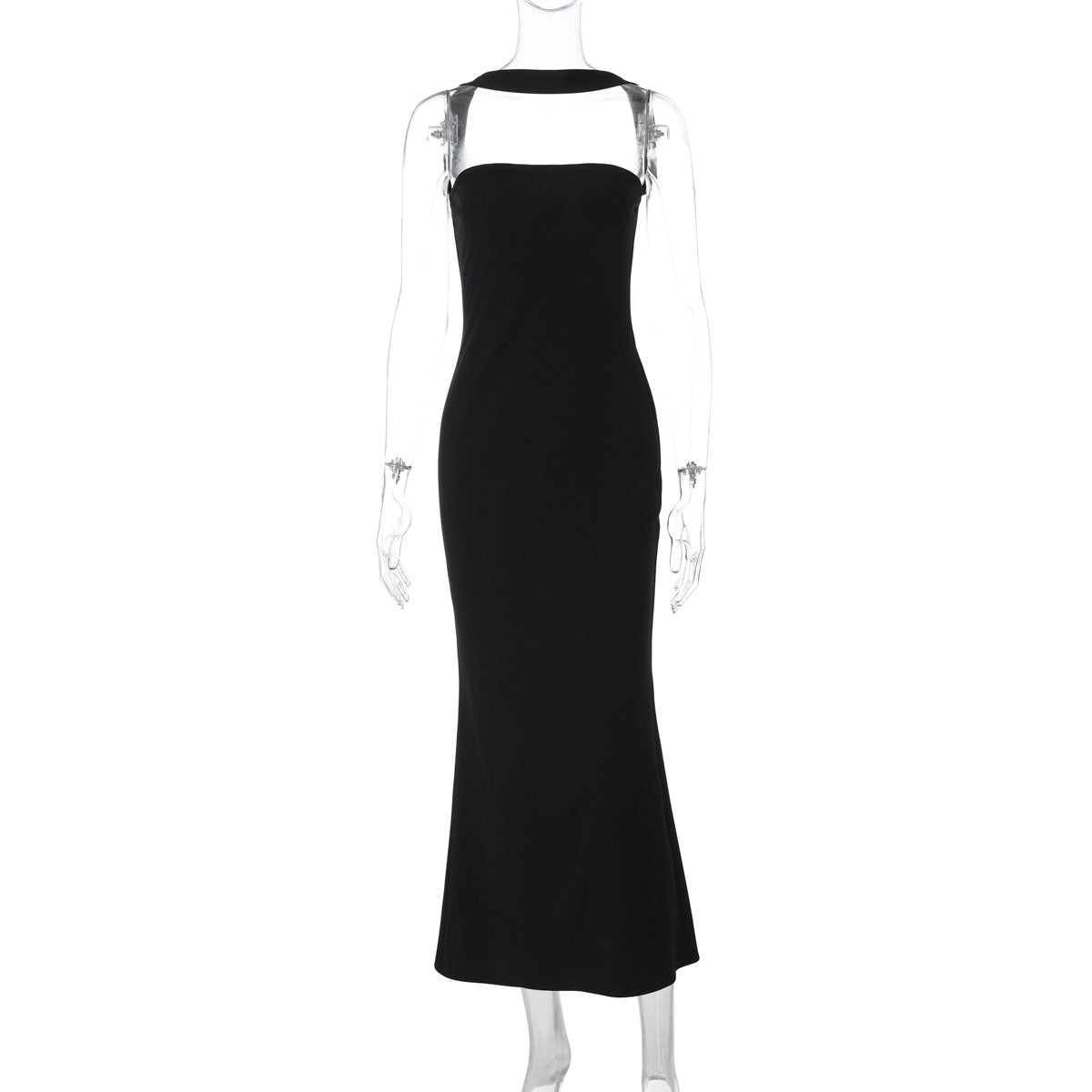 Women's Strapless One-Shoulder Halter Backless Fitted Bodycon Slit Dress