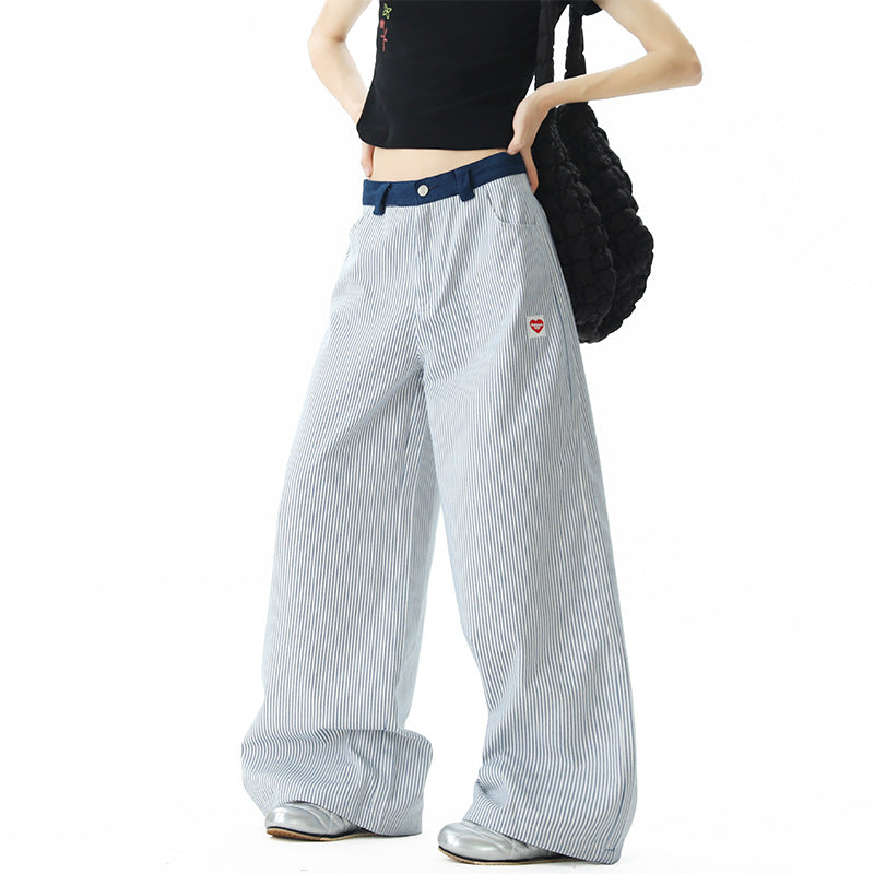 Summer waist joint wide leg loose and versatile floor pants