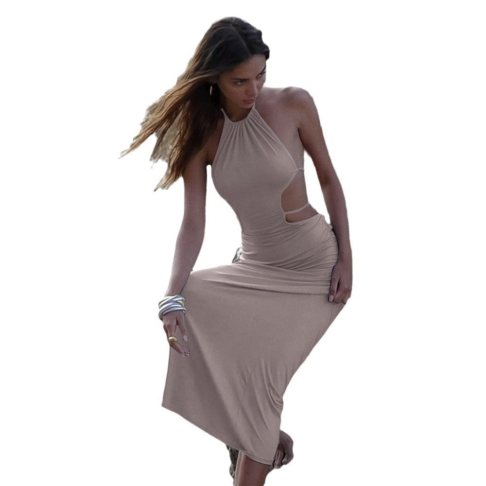 Damesjurk in Franse elegante vakantiestijl met een modieuze en stijlvolle lange rok