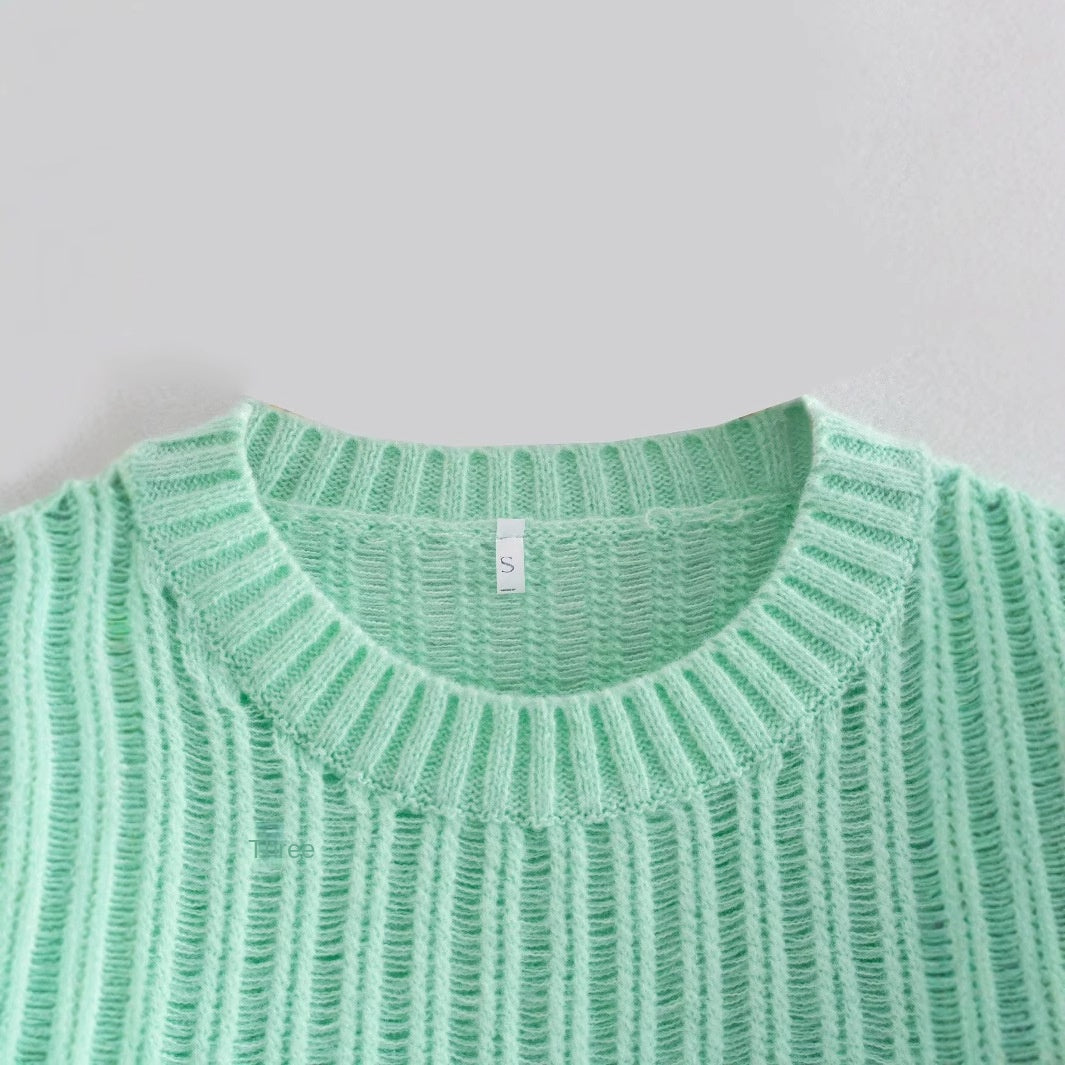 Short Hollow Knit Top