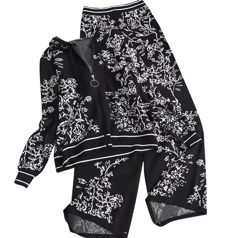 Two Piece Sets Womens New Fashion Autumn Winter Long Sleeve Cardigan Knitting Tops Loose Casual Wide Leg Pants Sets