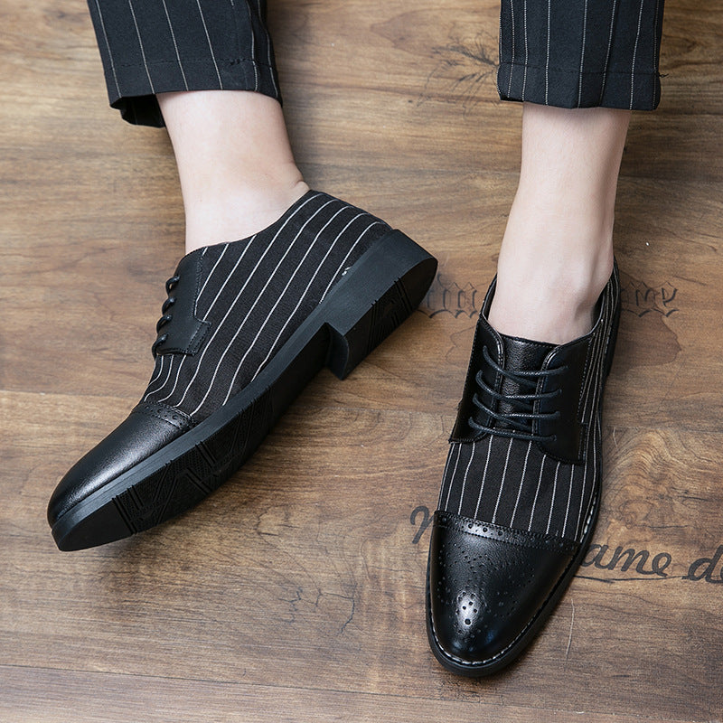 Britse stijl gestreepte ademende nette leren schoenen