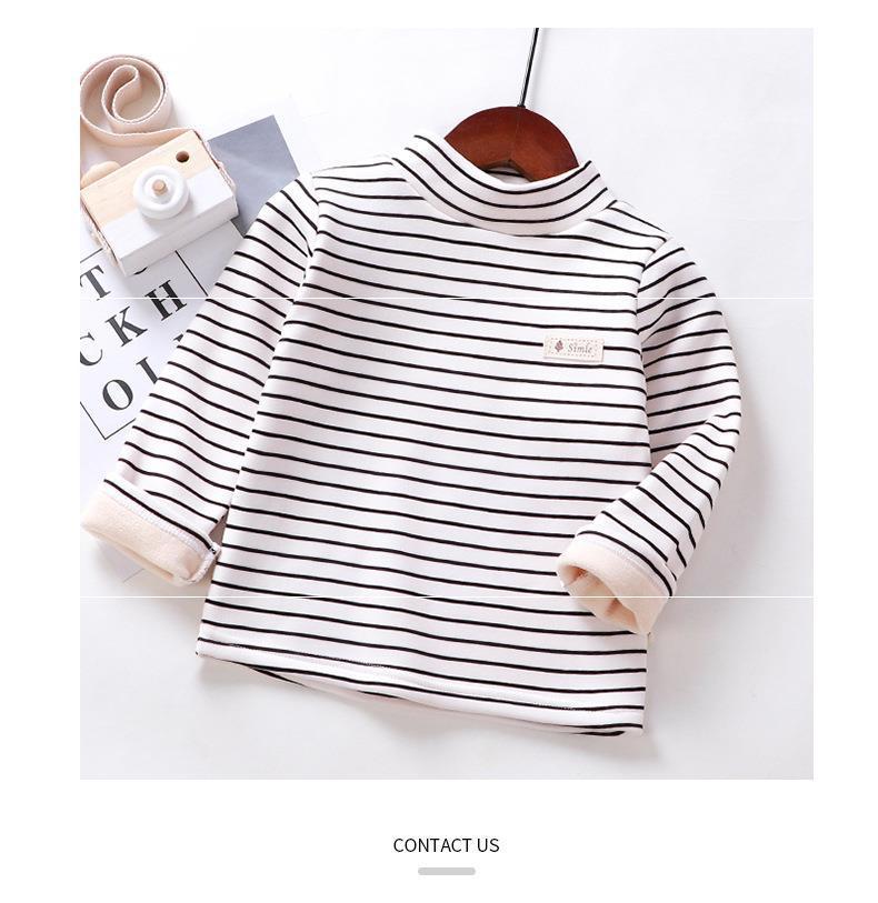 Kinder herfst- en winter gestreepte fluwelen basisshirt unisex