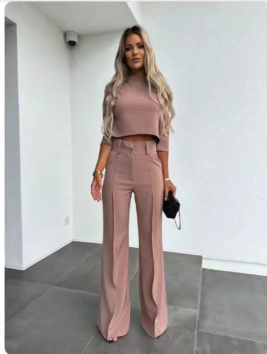 Women's Nine-Quarter Sleeve Slim-Fit Suit Set