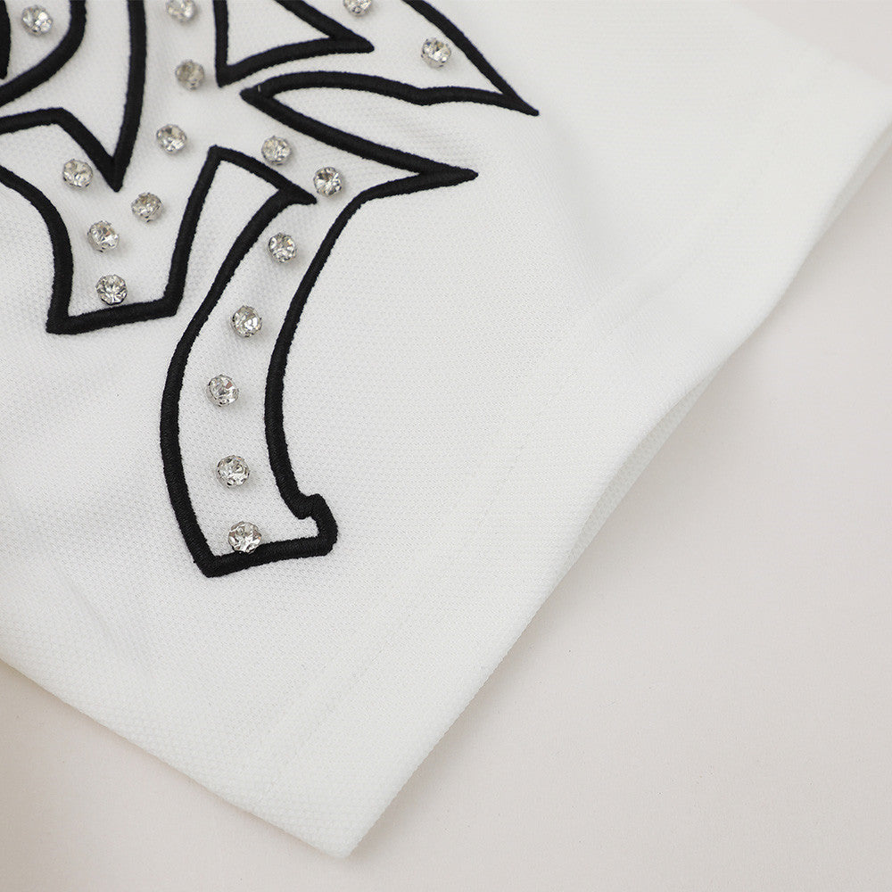 Gothic letter embroidered short sleeved polo shirt