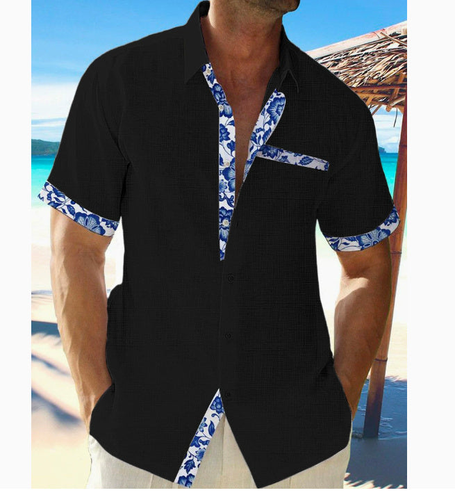 Casual Overhemd Met Korte Mouwen En Contrastkleur