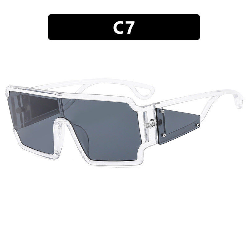 Square connected sunglasses with hollowed out avant-garde personality Instagram popular fashion street photography futuristic sunglasses