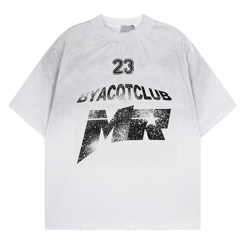 Paint Design Letter Print Short Sleeve T-Shirt Summer Trendy