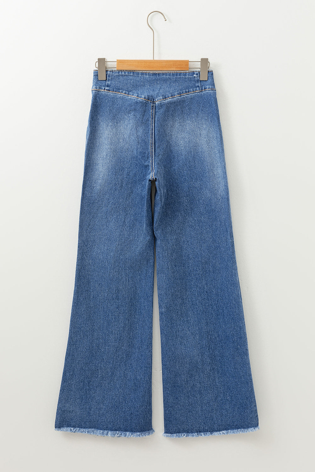 Jeans met hoge taille knoopsluiting naden en rafelige zoom