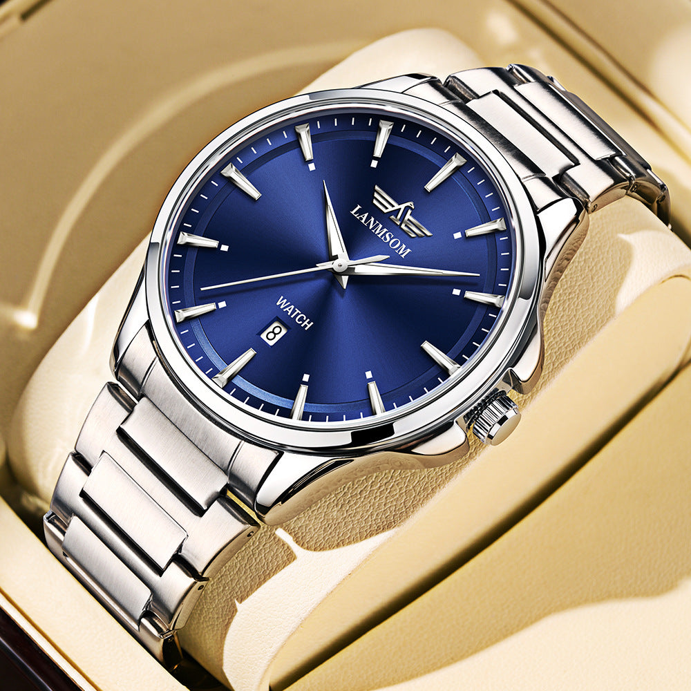 Lanmsom Mens Quartz Watch with Calendar