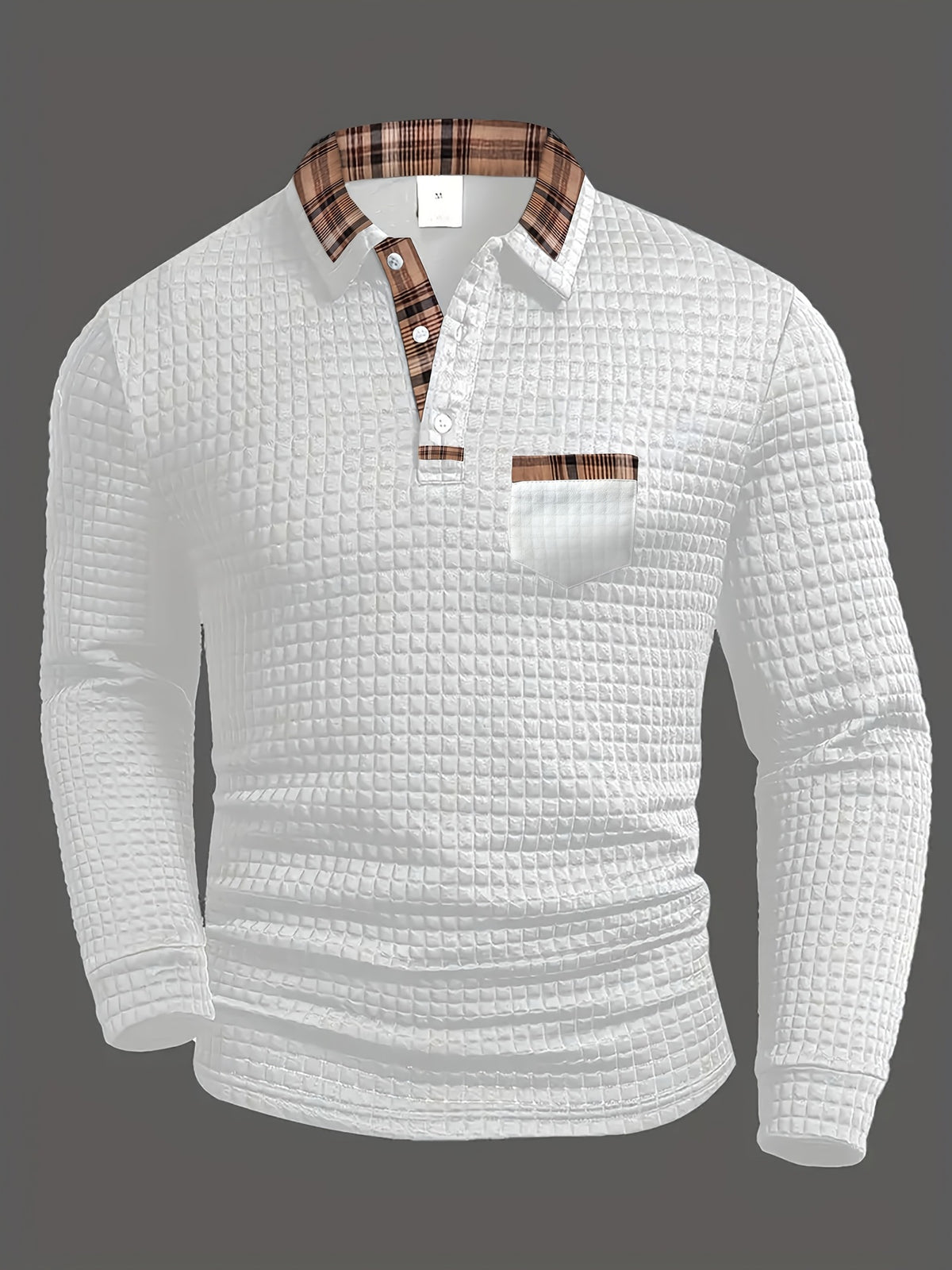 Klassiek geruit poloshirt met lange mouwen voor heren