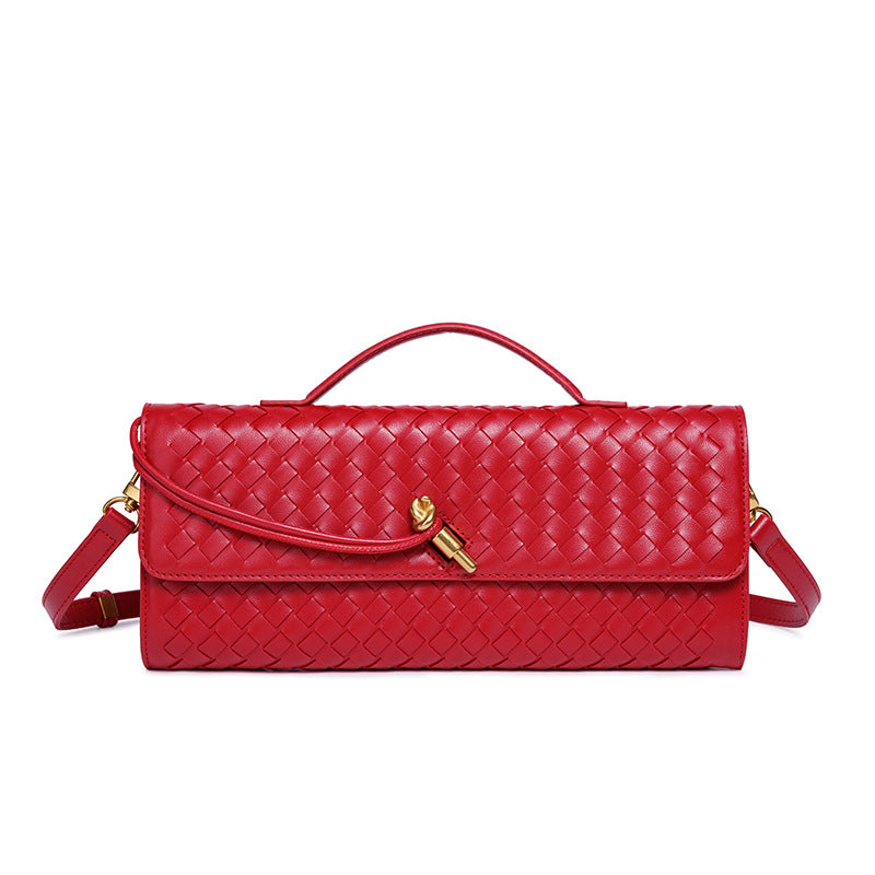 Soft Handmade Woven PU Leather Organ Crossbody Bag