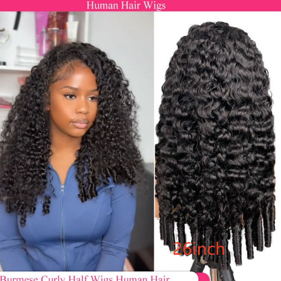 Half Wig Machine-Made 3-in-1 Burmese Curly