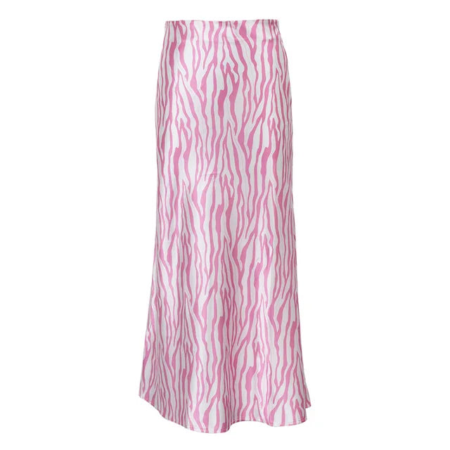 Summer high-end French printed midi skirt for women, mid to long, fashionable fishtail A-line skirt