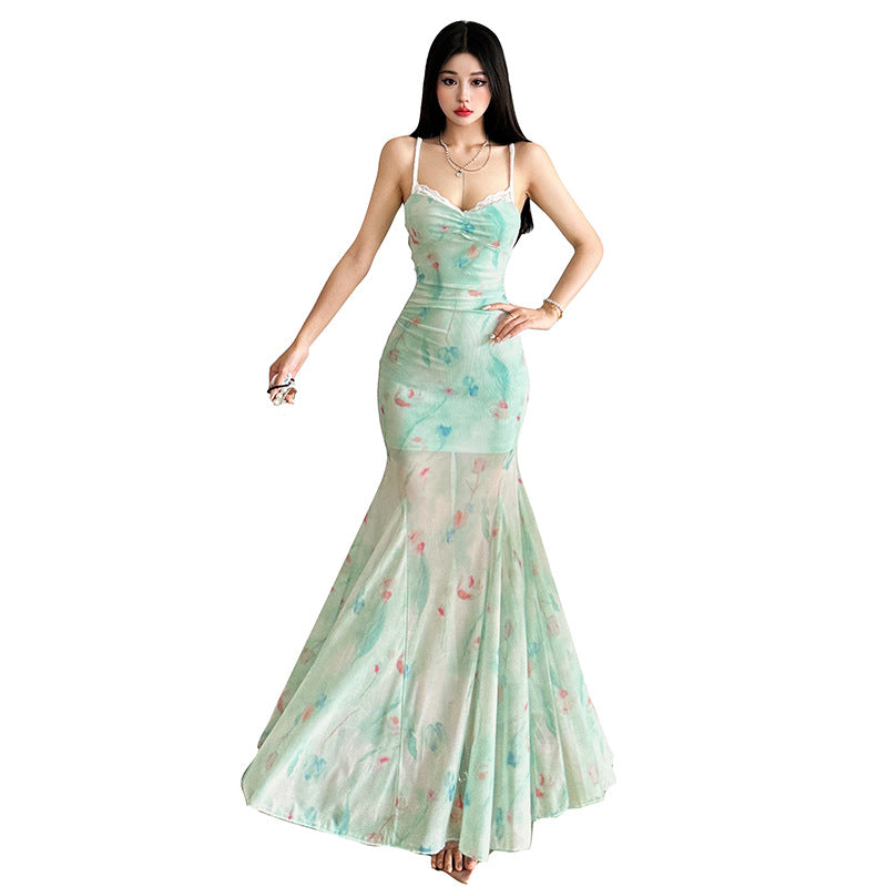 Elegant and sophisticated slimming waist slimming sleeveless dress