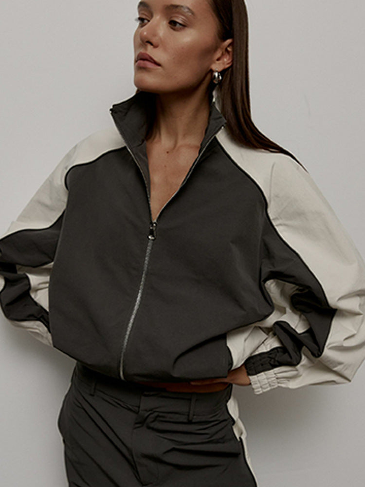 Drawstring sports jacket and pants set