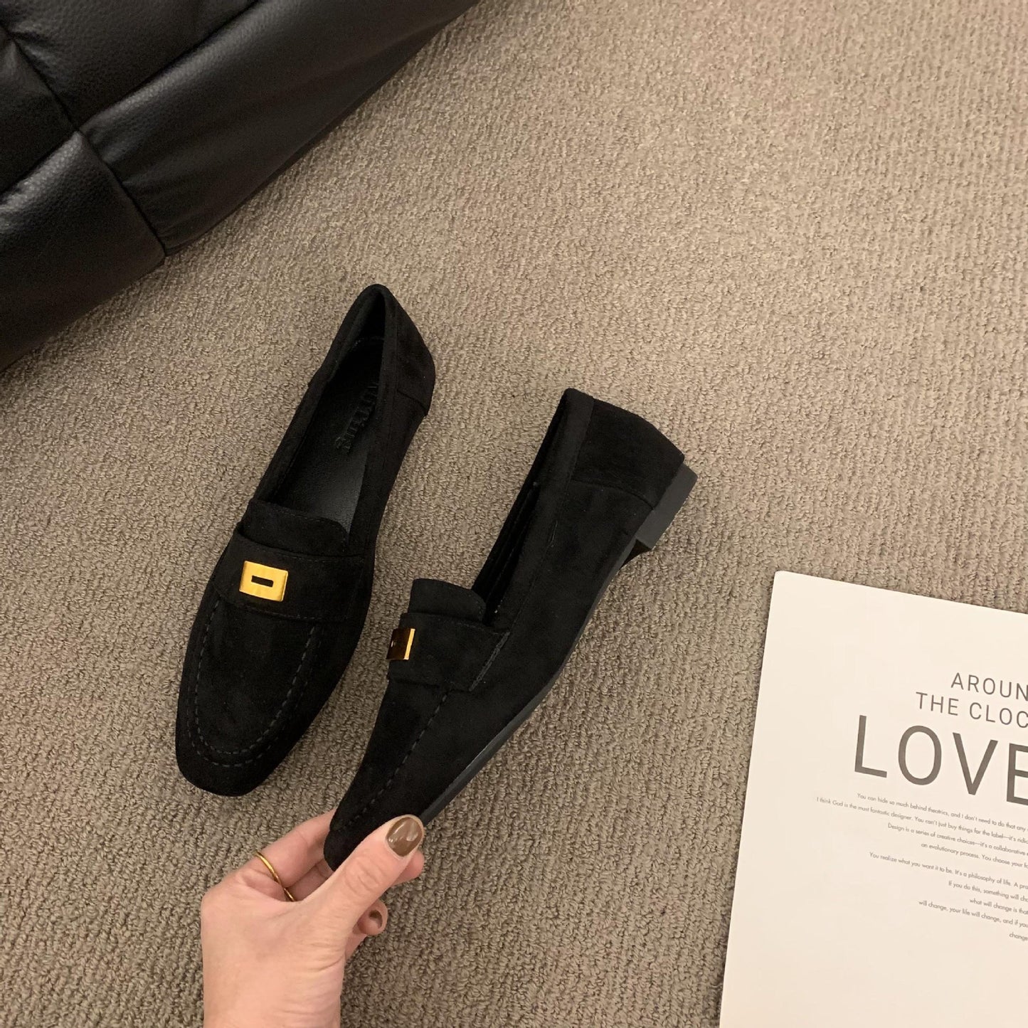 Womens Suede Slip-On Loafers