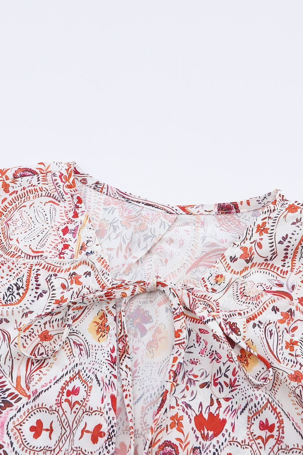 Vintage boho blouse met geplooide manchetten
