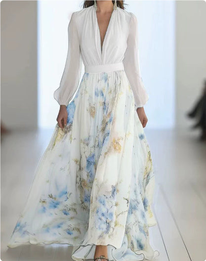 Amerikaanse elegante bedrukte feestjurk