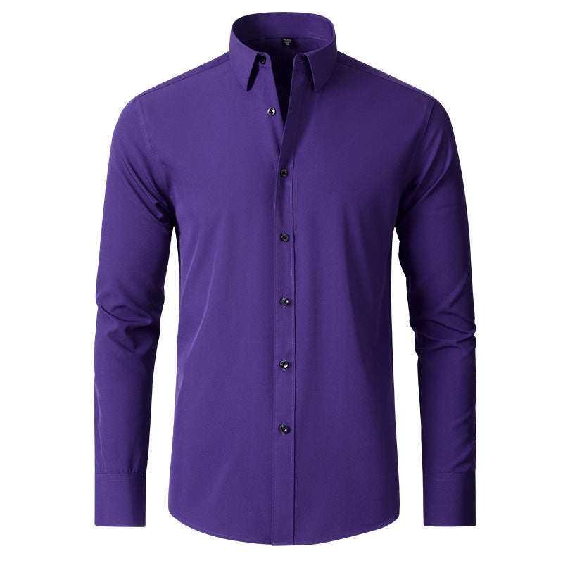 Cotton Long Sleeve Shirt Men's Stretch Non-Iron Dress Shirt Size Business Casual Shirt