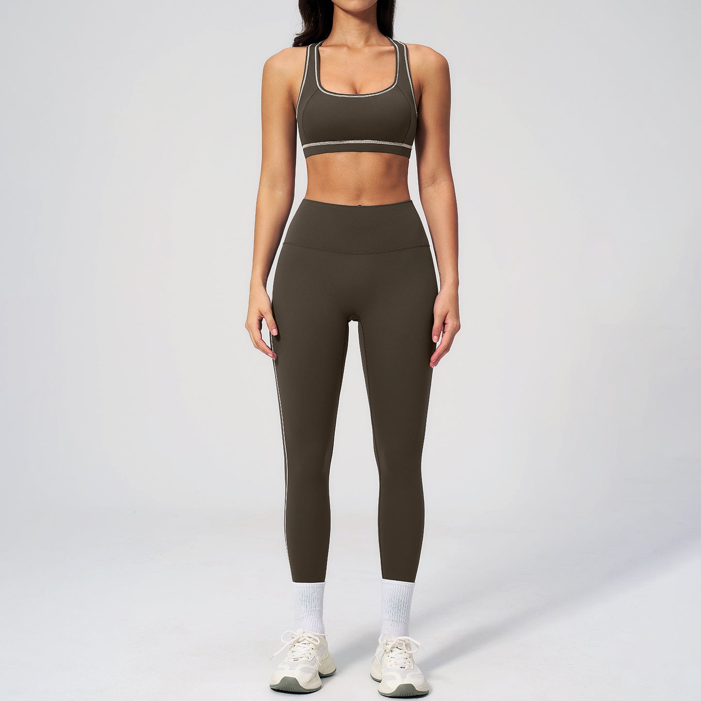 Dames 3-delige yogapakset van geborstelde stof met ritssluiting