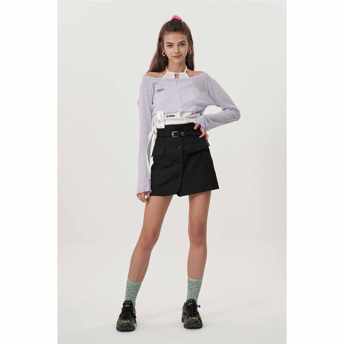 Mesh blouse met top set