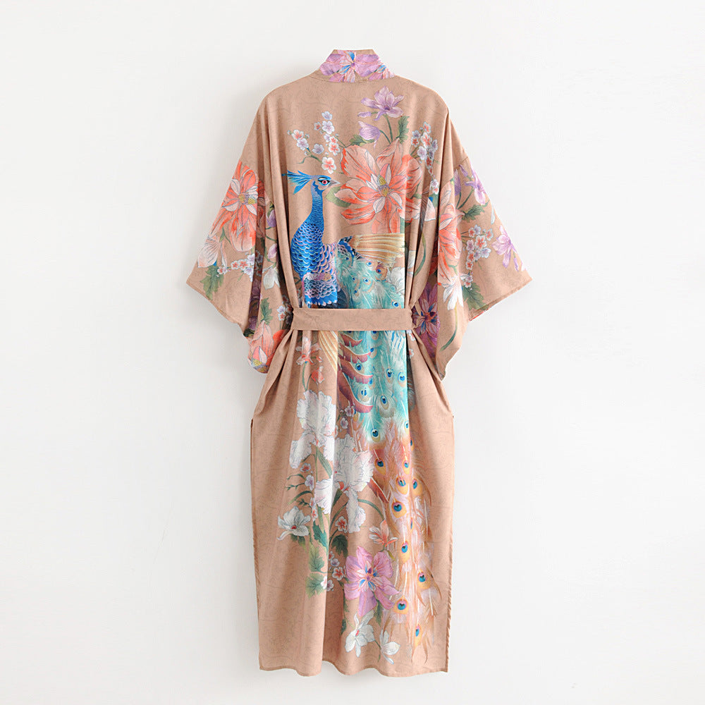 Dames kimono vest met print