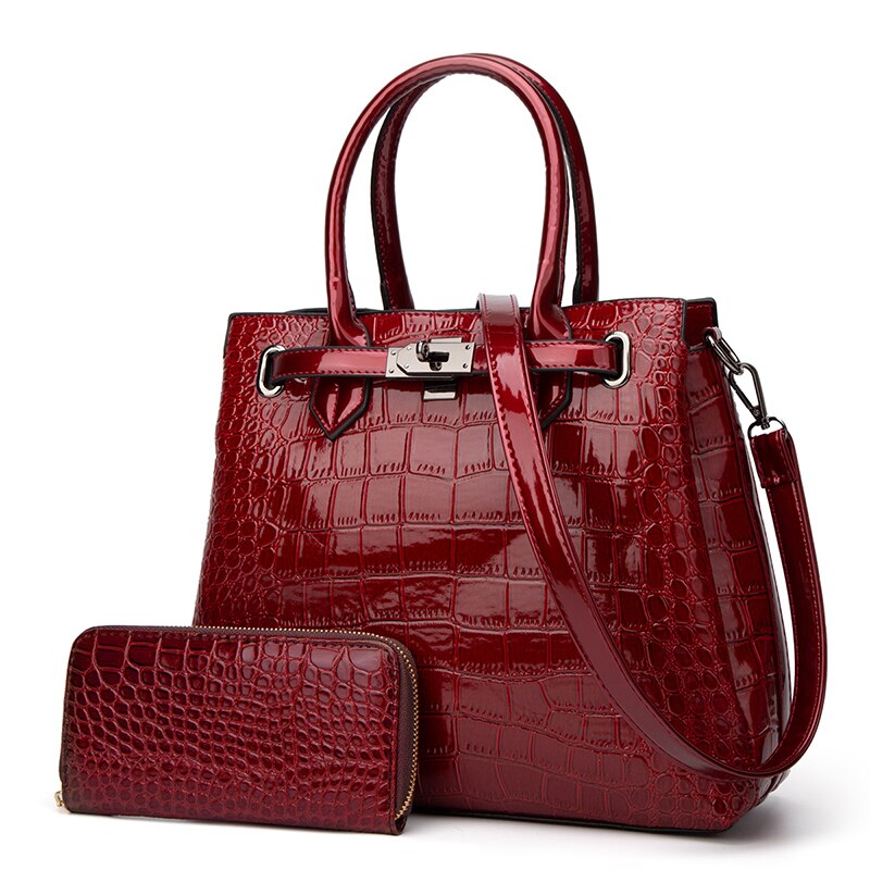 2-delige designertas van PU-leer en krokodillenprint