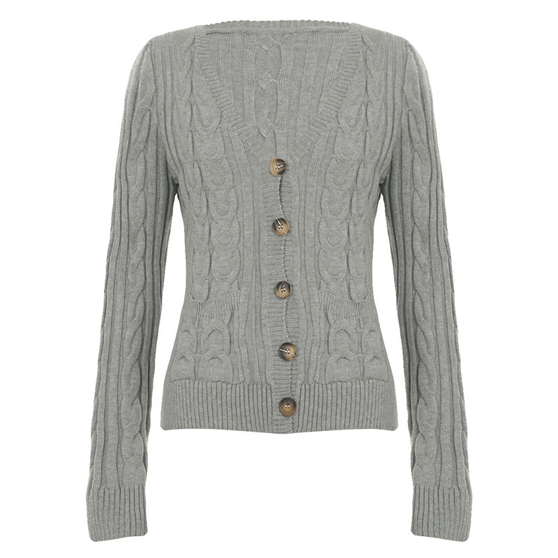 Retro Knit Cardigan with Button Front