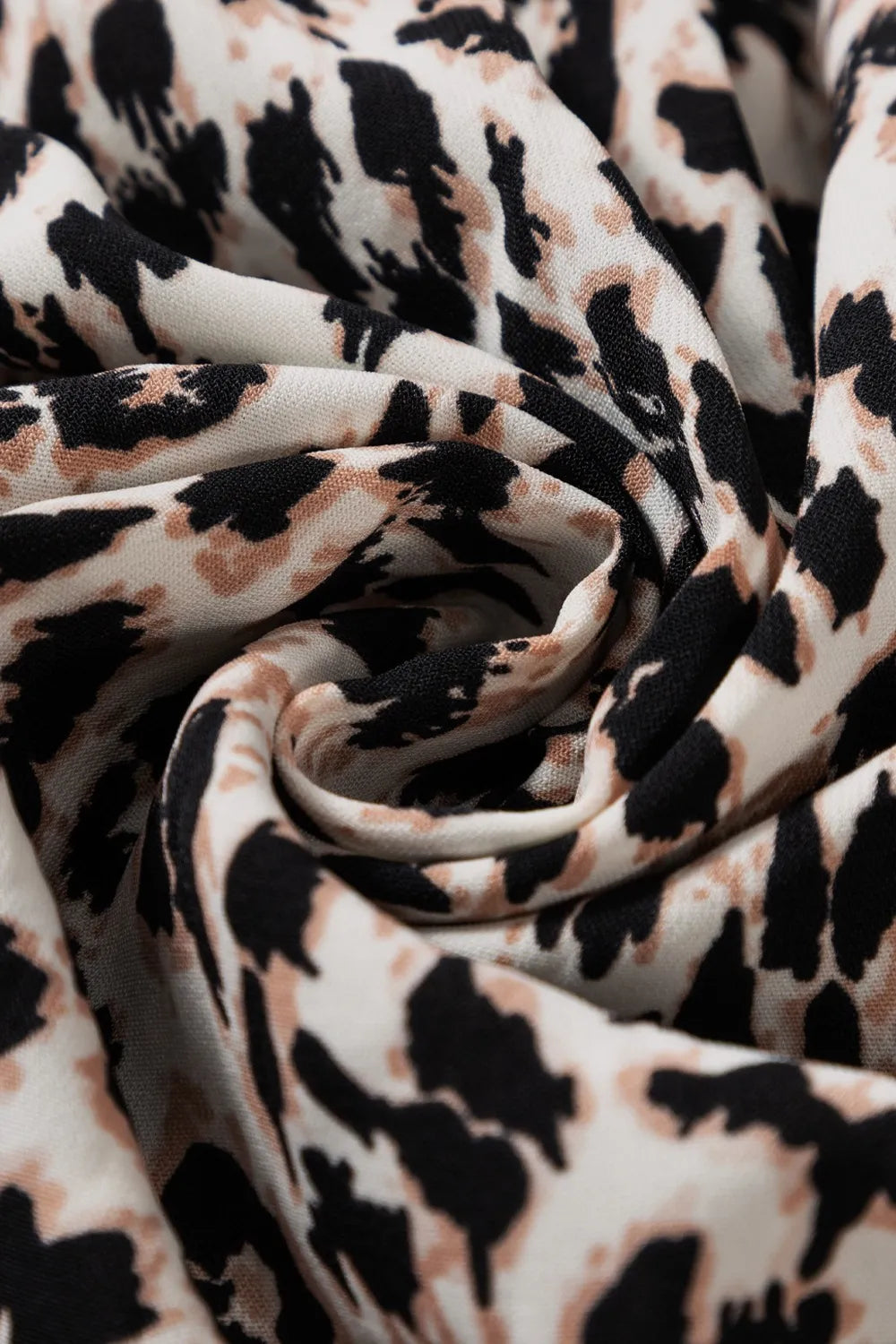 Maxi-jurk met lange mouwen en luipaardprint en inkepingen
