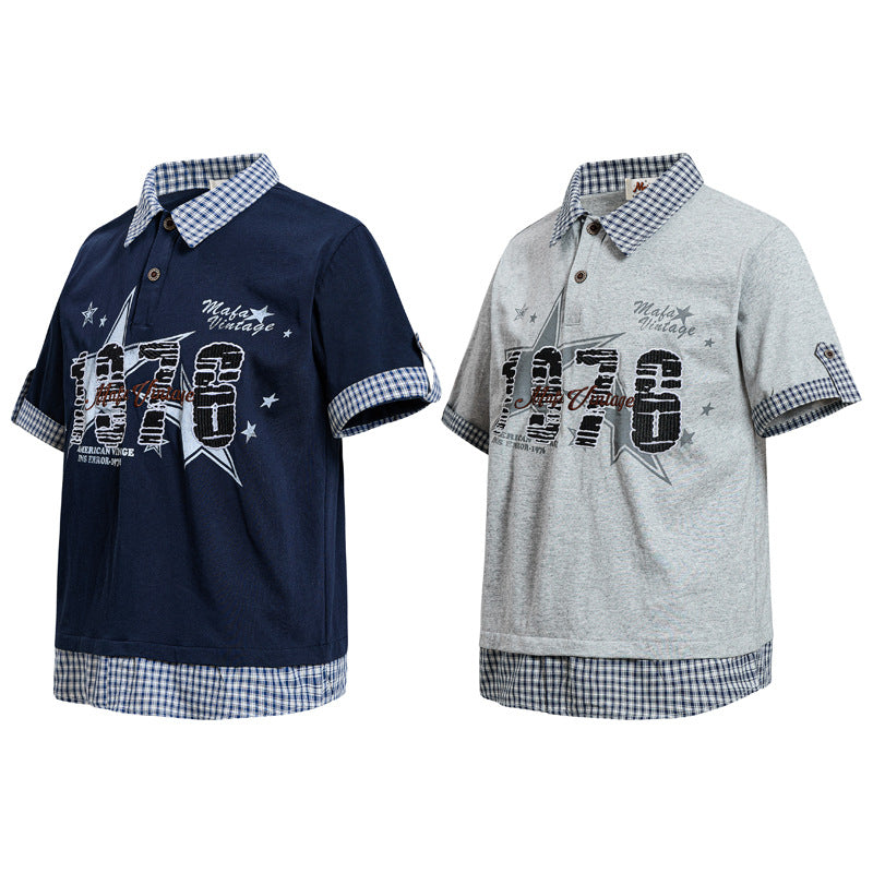 Poloshirt met korte mouwen en print 2-in-1 look