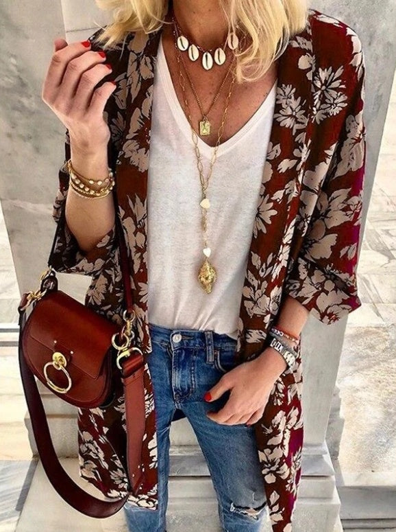 Bedrukte dames cardigan