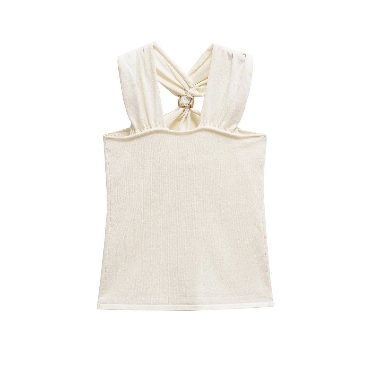 Gold inlaid knitted halter top with camisole, women's top