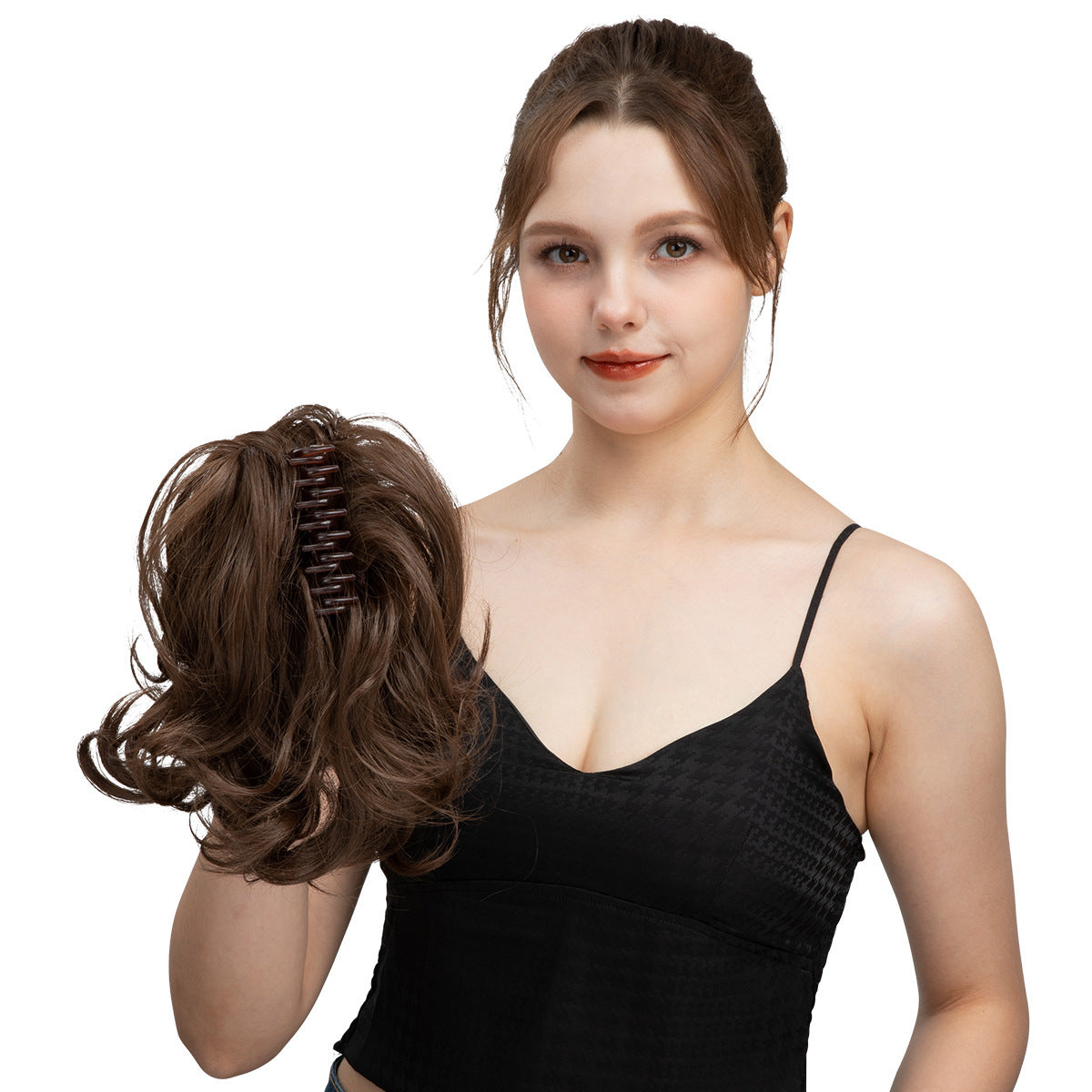 Short Synthetic Adjustable Fluffy Natural Grip Ponytail