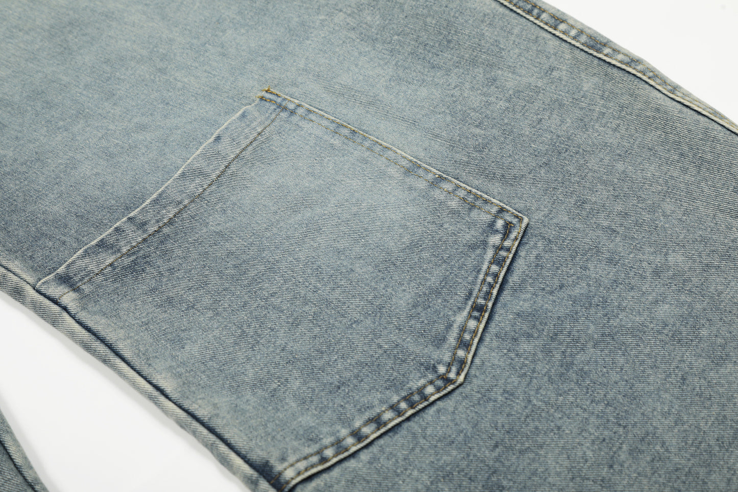 Patchwork Multi-pocket Mid-rise Trendy Knife-cut Jeans Pants
