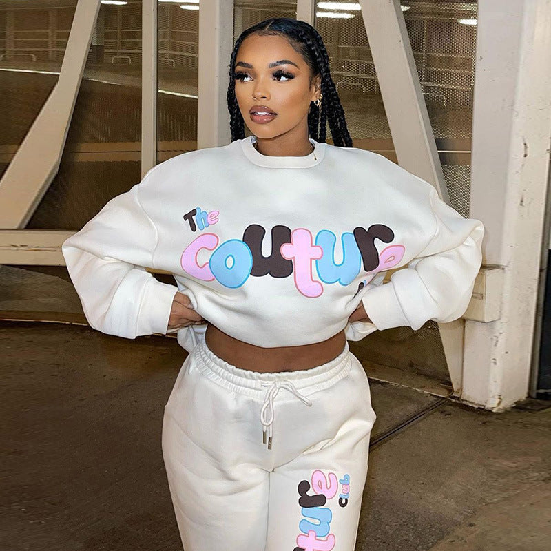 Engels bedrukt sweatshirt en joggingbroek los tweedelig pak