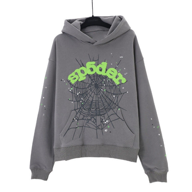 Style Hooded Sweatshirt with Pattern, Unisex Hip Hop Sports Shirt, Casual Spider Web Loose Harajuku Pullover