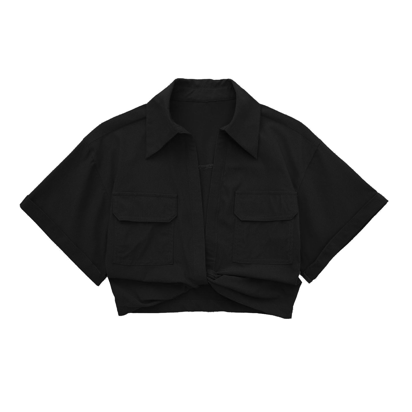 Summer New Stretch Linen Blend Multicolor Cropped Shirt Women