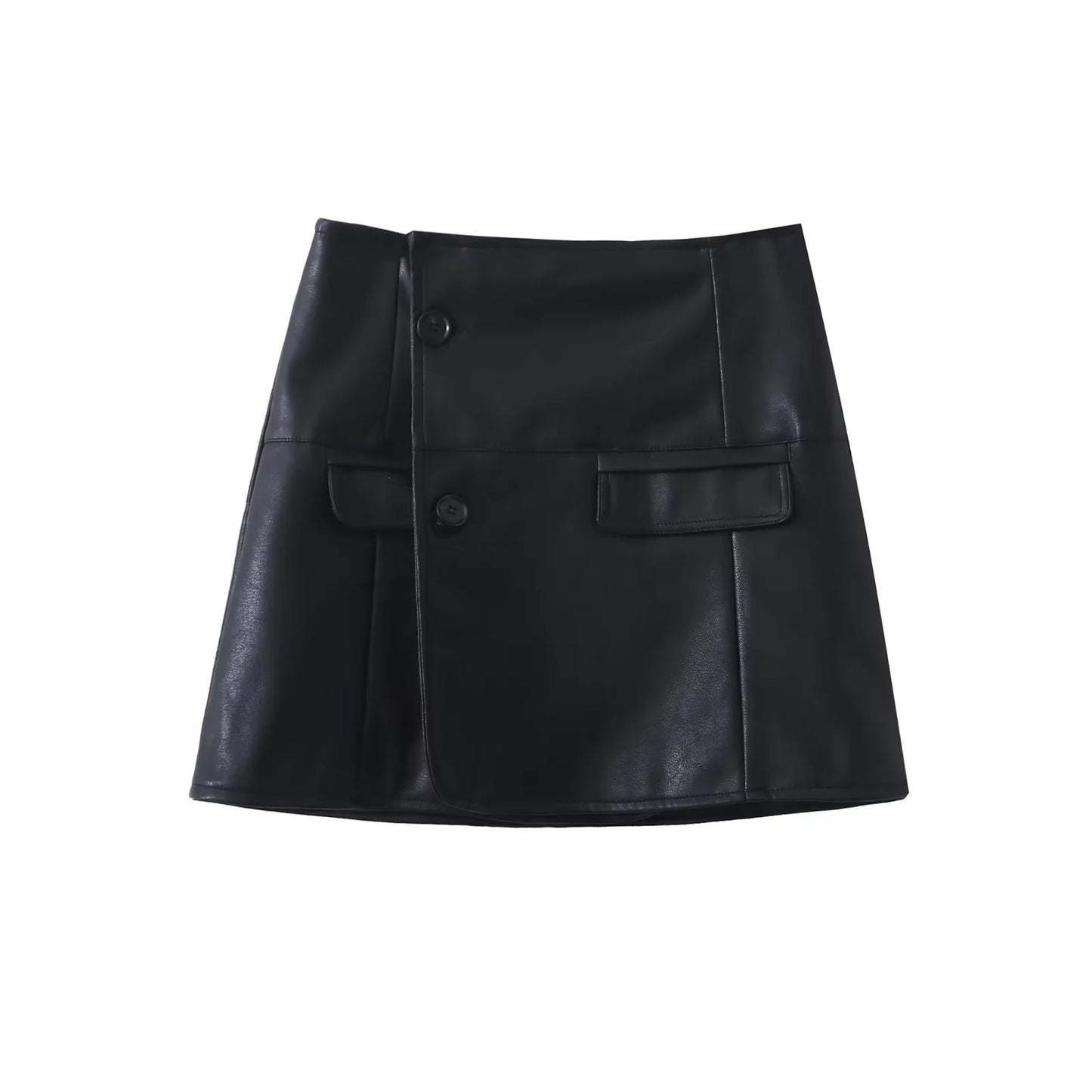 Autumn Women PU Blazers Sets Traf Faux Leather Cropped Jacket +Buttons Mini Skirt Female Chic Streetwear 2 Piece Sets