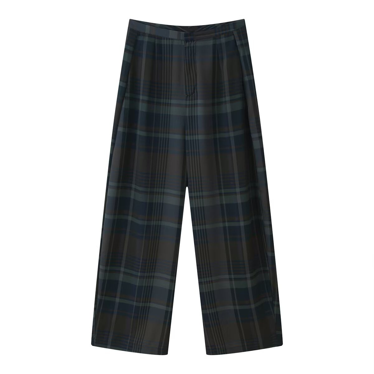 Geruite plooitop met lange mouwen + wijde ballonbroek