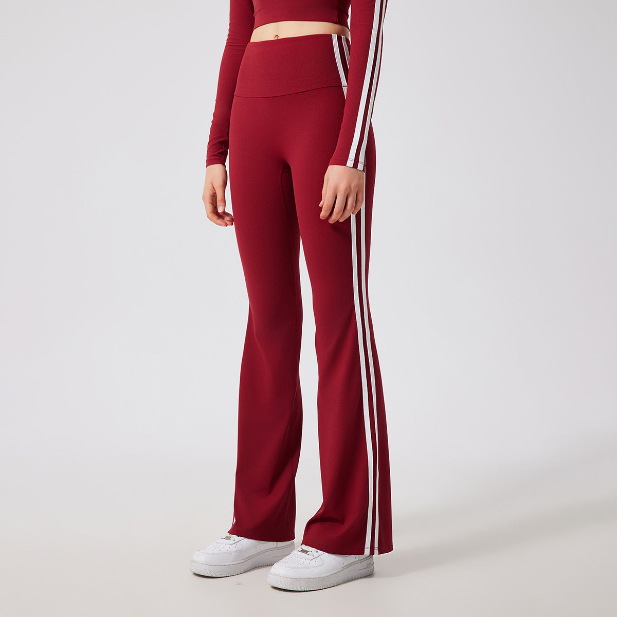 American Hot Girl joggingbroek met hoge taille strepen en wijde pijpen