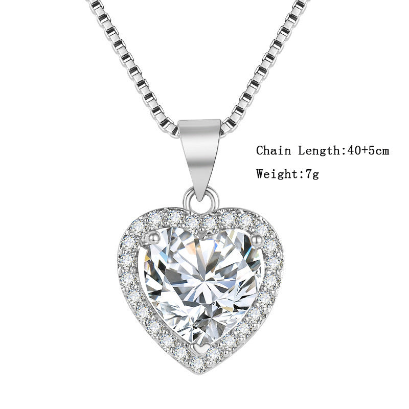 Witte moissanite hart hanger ketting