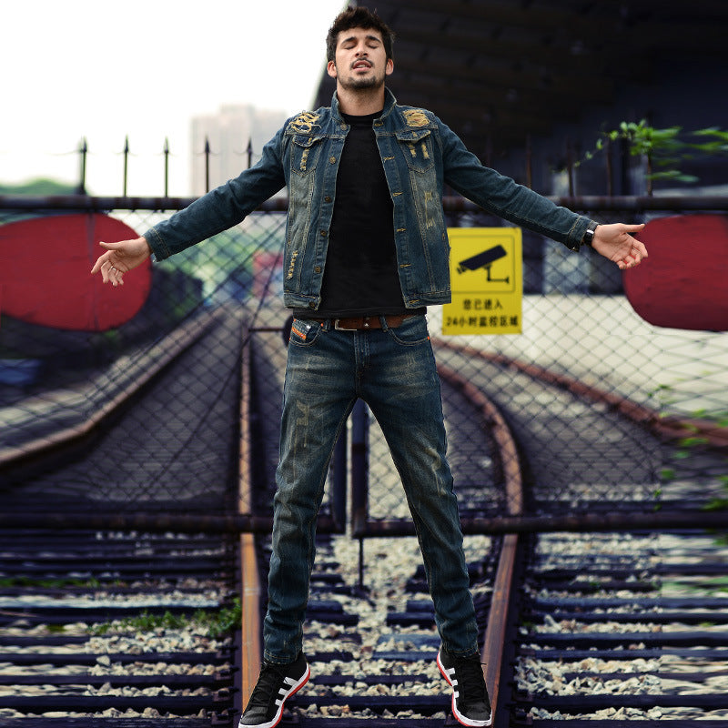 Trendy slanke heren denimjack