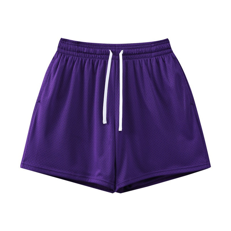 Sports Training Quarter Shorts Mens Over Knee Sports Pants Summer Training Fitness Two Layer Mesh Breathable Basketball Pants