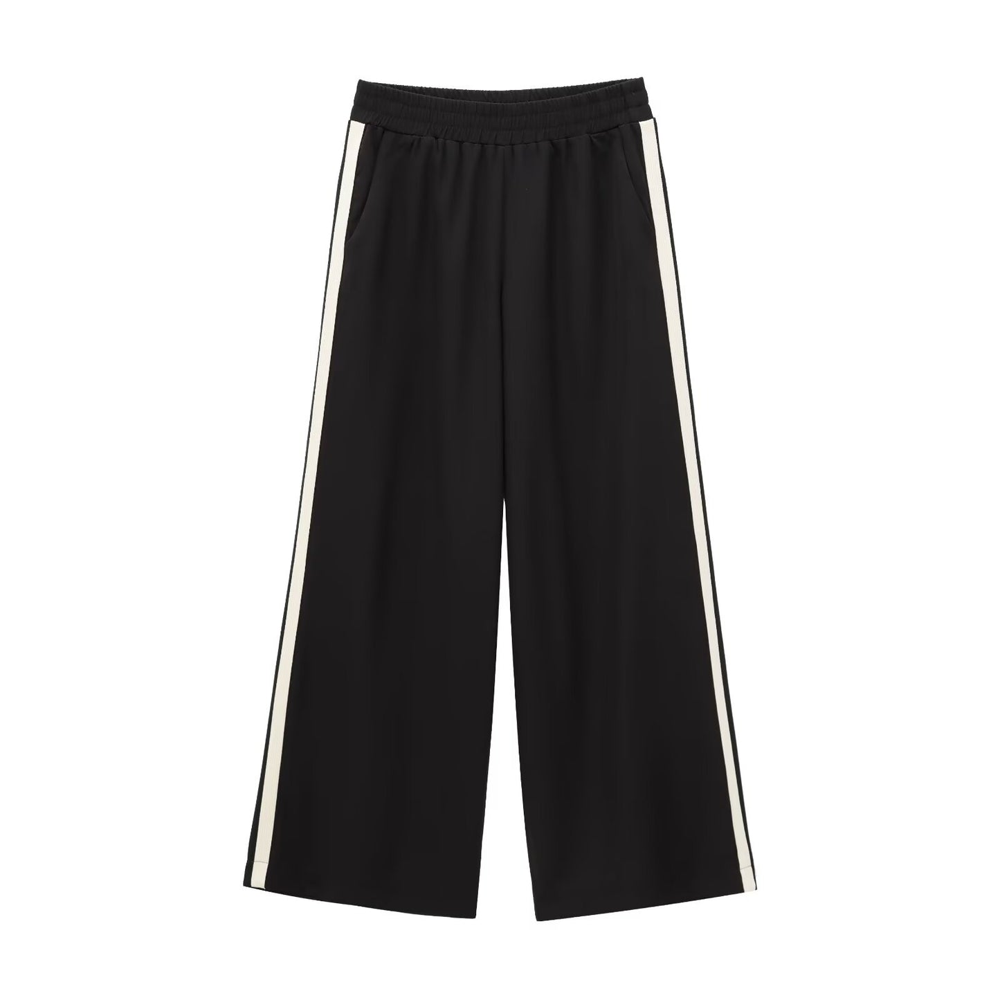 Women's Side Stripe Belted Jacket + Side Belted Wide Leg Pants Set
