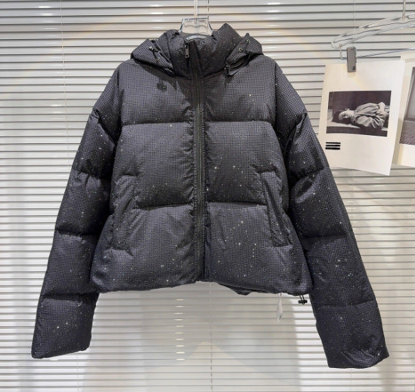 Starry sky shining, hooded cotton coat, cotton jacket, overcoat
