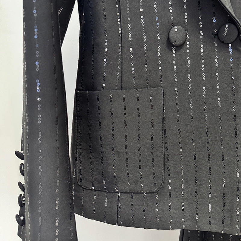 Bead sequin suit jacket long pants set two-piece set